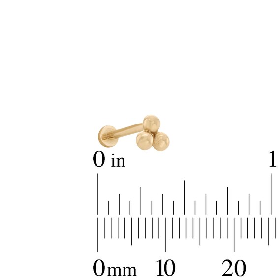 14K Gold Bead Trio Stud - 18G 5/16"