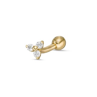 14K Gold CZ Trio Curved Barbell - 16G 5/16"