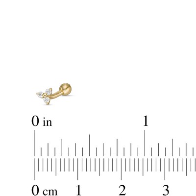 14K Gold CZ Trio Curved Barbell - 16G 5/16"
