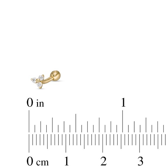14K Gold CZ Trio Curved Barbell - 16G 5/16"