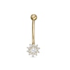 Thumbnail Image 0 of 016 Gauge 3mm Cubic Zirconia Frame Flower Curved Barbell in 14K Gold - 5/16"