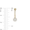 Thumbnail Image 1 of 016 Gauge 3mm Cubic Zirconia Frame Flower Curved Barbell in 14K Gold - 5/16"
