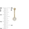 Thumbnail Image 1 of 016 Gauge 3mm Cubic Zirconia Frame Flower Curved Barbell in 14K Gold - 5/16"