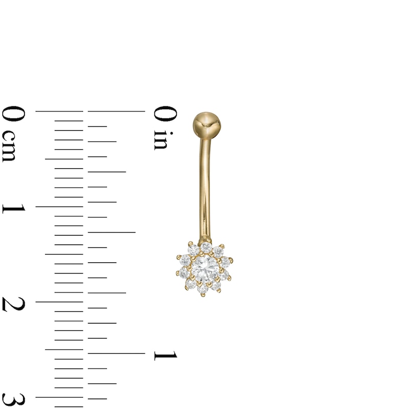 Main Image 2 of 14K Gold CZ Framed Flower Curved Barbell - 16G 5/16"