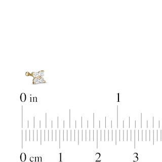 14K Gold Quad Cubic Zirconia Bead Bone-Style Nose Stud - 20G 5/16"
