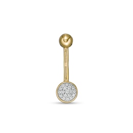 014 Gauge 1/20 CT. T.W. Composite Diamond Frame Disc Belly Button Ring in 10K Gold - 7/16&quot;