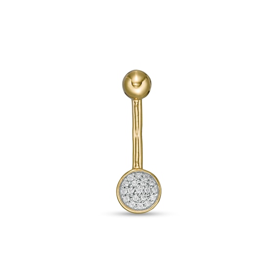 014 Gauge 1/20 CT. T.W. Composite Diamond Frame Disc Belly Button Ring in 10K Gold - 7/16"
