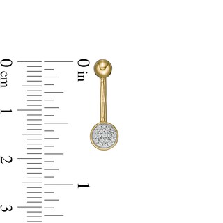 014 Gauge 1/20 CT. T.W. Composite Diamond Frame Disc Belly Button Ring in 10K Gold - 7/16"
