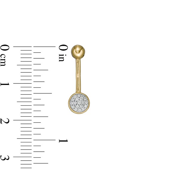 014 Gauge 1/20 CT. T.W. Composite Diamond Frame Disc Belly Button Ring in 10K Gold - 7/16"
