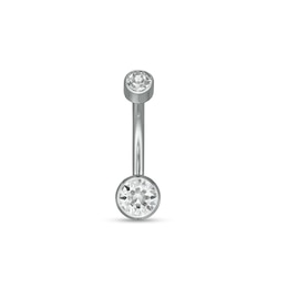 014 Gauge Cubic Zirconia Bezel-Set Belly Button Ring in Titanium - 7/16&quot;