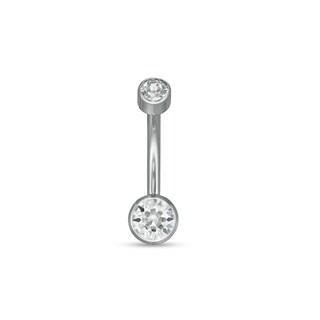 Solid Titanium Crystal Bezel-Set Belly Button Ring - 14G 7/16"
