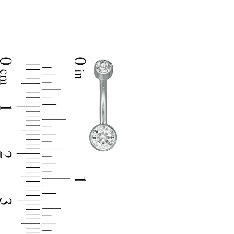 Main Image 2 of Titanium CZ Bezel-Set Belly Button Ring - 7/16"