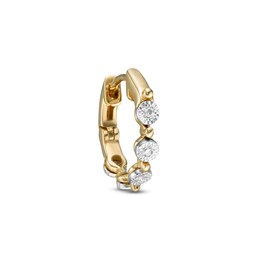 14K Gold Diamond Accent Five Stone Beaded Alternating Hoop - 18G 5/16&quot;