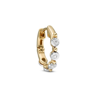 14K Gold Diamond Accent Five Stone Beaded Alternating Hoop - 18G 5/16"