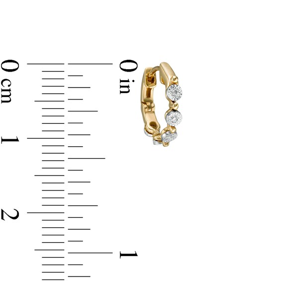 14K Gold Diamond Accent Five Stone Beaded Alternating Hoop - 18G 5/16"