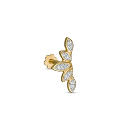 018 Gauge Diamond Accent Marquise Frame Graduated Curved Cartilage Barbell in 14K Gold - 5/16&quot;