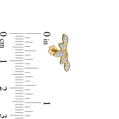 018 Gauge Diamond Accent Marquise Frame Graduated Curved Cartilage Barbell in 14K Gold - 5/16"