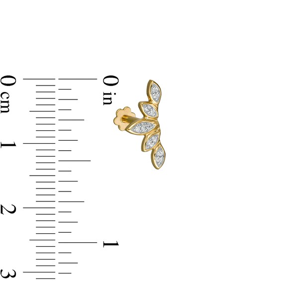 018 Gauge Diamond Accent Marquise Frame Graduated Curved Cartilage Barbell in 14K Gold - 5/16"