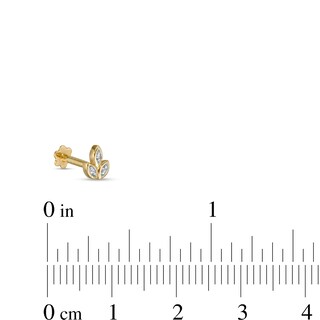 018 Gauge Diamond Accent Marquise Frame Tri-Leaf Cartilage Barbell in 14K Semi-Solid Gold - 5/16"