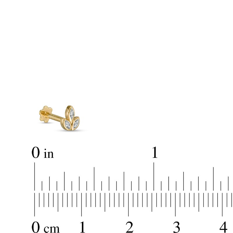 Main Image 2 of 018 Gauge Diamond Accent Marquise Frame Tri-Leaf Cartilage Barbell in 14K Semi-Solid Gold - 5/16"