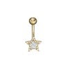 Thumbnail Image 1 of 014 Gauge 5mm Star-Shaped Cubic Zirconia Frame Belly Button Ring in 10K Gold