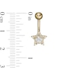 Thumbnail Image 2 of 014 Gauge 5mm Star-Shaped Cubic Zirconia Frame Belly Button Ring in 10K Gold