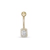 Thumbnail Image 0 of 014 Gauge Emerald-Cut and Round Cubic Zirconia Frame Belly Button Ring in 10K Gold