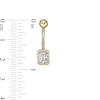 Thumbnail Image 1 of 014 Gauge Emerald-Cut and Round Cubic Zirconia Frame Belly Button Ring in 10K Gold