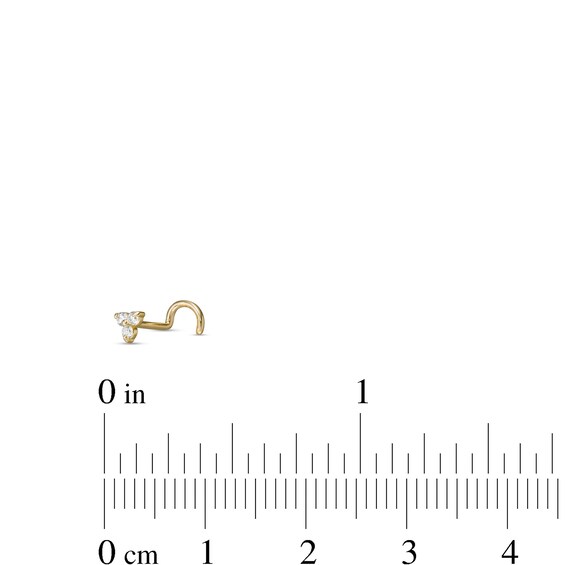 14K Gold Diamond Accent Trio Screw-Style Nose Stud - 20G 5/16"