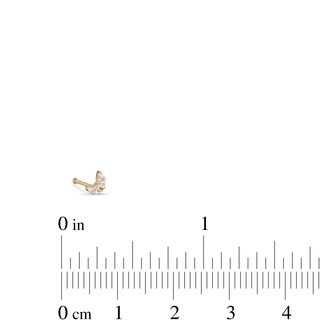 14K Solid Gold CZ Four Stone Crescent Moon Nose Stud - 20G 5/16"
