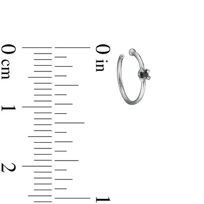 14K White Gold Black Enhanced Diamond Accent Solitaire Nose Hoop - 20G 5/16"