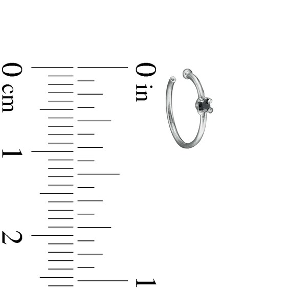 14K White Gold Black Enhanced Diamond Accent Solitaire Nose Hoop - 20G 5/16"