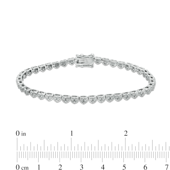 Diamond Accent Heart Tennis Bracelet in Sterling Silver – 7.25"