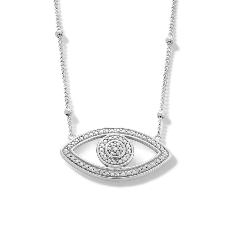Diamond Accent Evil Eye Necklace in Sterling Silver