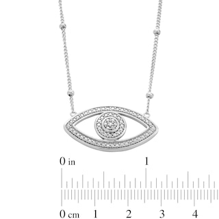 Sterling Silver Diamond Accent Evil Eye Pendant - 18"