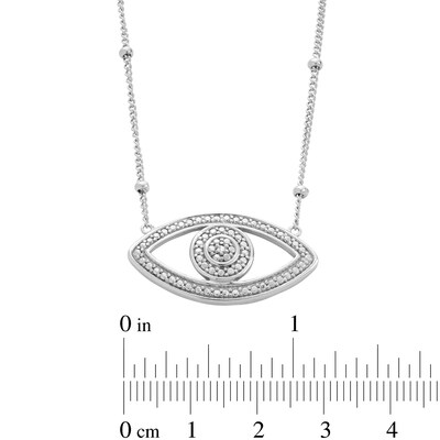 Sterling Silver Diamond Accent Evil Eye Pendant - 18"