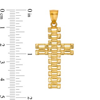 42.9 x 22.32mm Triple Row Open Link Cross Necklace Charm in 10K Gold