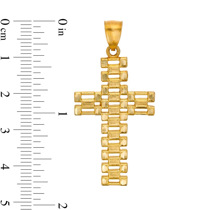 Main Image 2 of 42.9 x 22.32mm Triple Row Open Link Cross Necklace Charm in 10K Gold