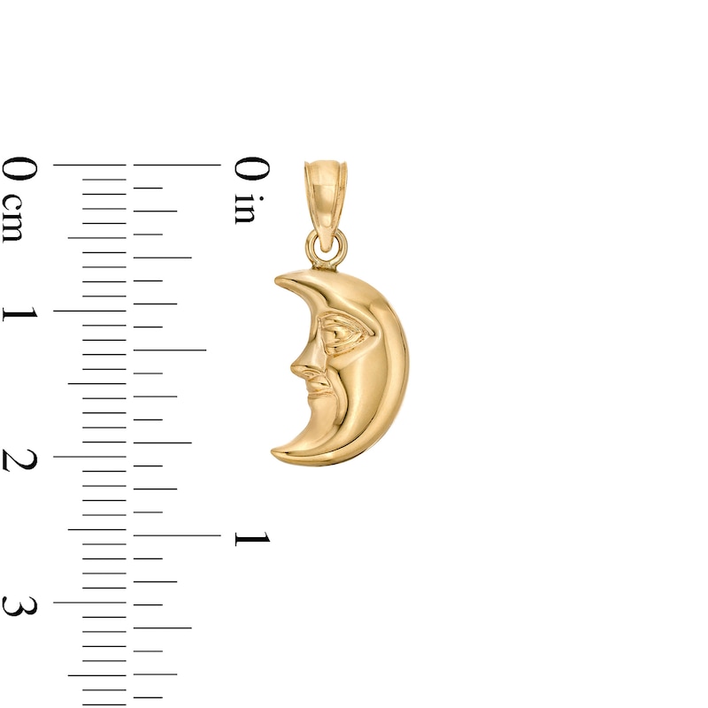 Main Image 2 of 17 x 9mm Puff Man in the Crescent Moon Necklace Charm in 10K Stamp Hollow Gold