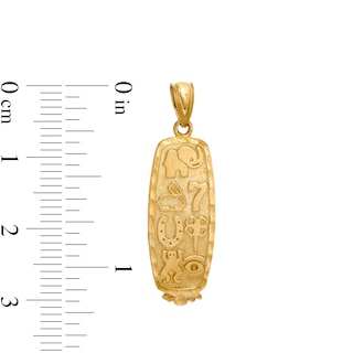 25 x 9mm Diamond-Cut Good Luck Symbols Rectangular Necklace Charm in 10K Gold Casting Solid