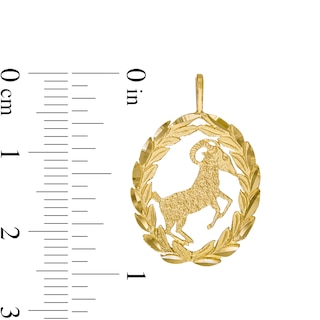 Garland Wreath Frame Aries Necklace Charm in 10K Gold Casting Solid