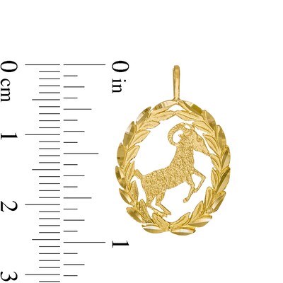 Garland Wreath Frame Aries Necklace Charm in 10K Gold Casting Solid