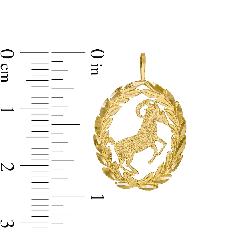 Garland Wreath Frame Aries Necklace Charm in 10K Gold Casting Solid