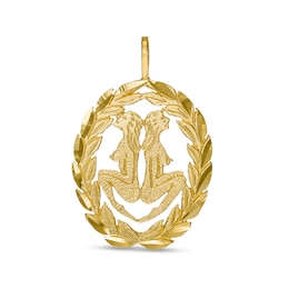 Garland Wreath Frame Gemini Necklace Charm in 10K Gold Casting Solid