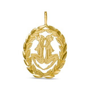 Garland Wreath Frame Gemini Necklace Charm in 10K Gold Casting Solid