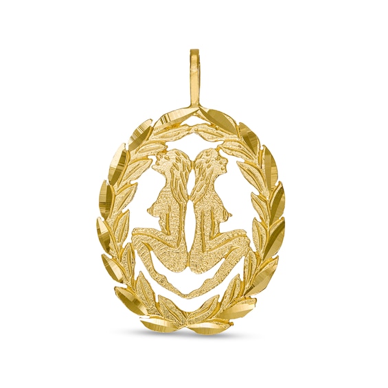 Garland Wreath Frame Gemini Necklace Charm in 10K Gold Casting Solid