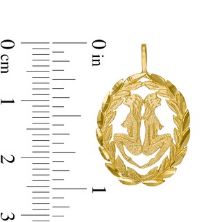 Garland Wreath Frame Gemini Necklace Charm in 10K Gold Casting Solid