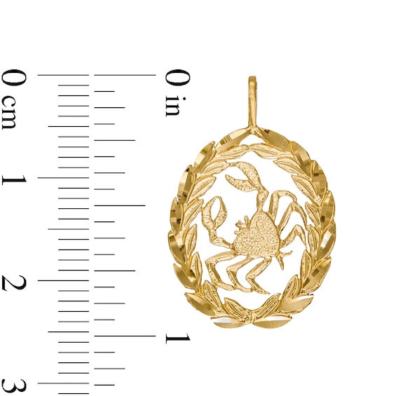 Garland Wreath Frame Cancer Necklace Charm in 10K Gold Casting Solid