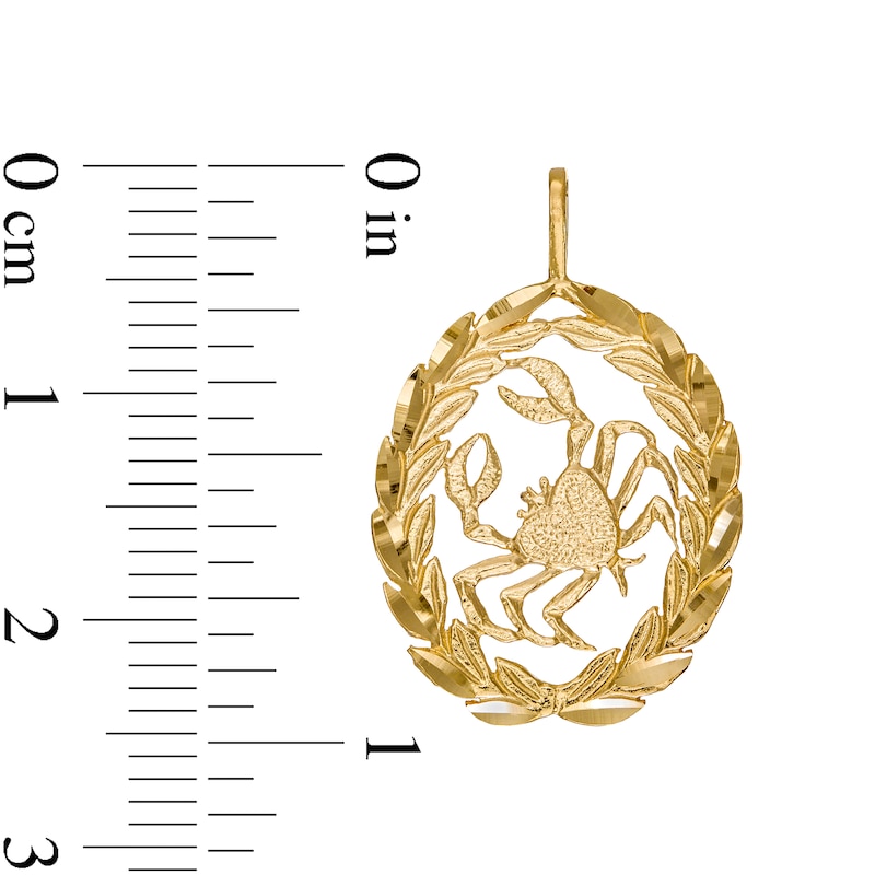 Main Image 2 of Garland Wreath Frame Cancer Necklace Charm in 10K Gold Casting Solid