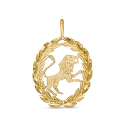 Garland Wreath Frame Leo Necklace Charm in 10K Gold Casting Solid